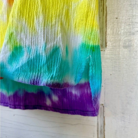 ACOLE’, NWOT, TIE-DYED HENLEY SHIRT. SPLIT SIDES WITH HI-LOW HEM. SIZE 0 - Picture 3 of 8
